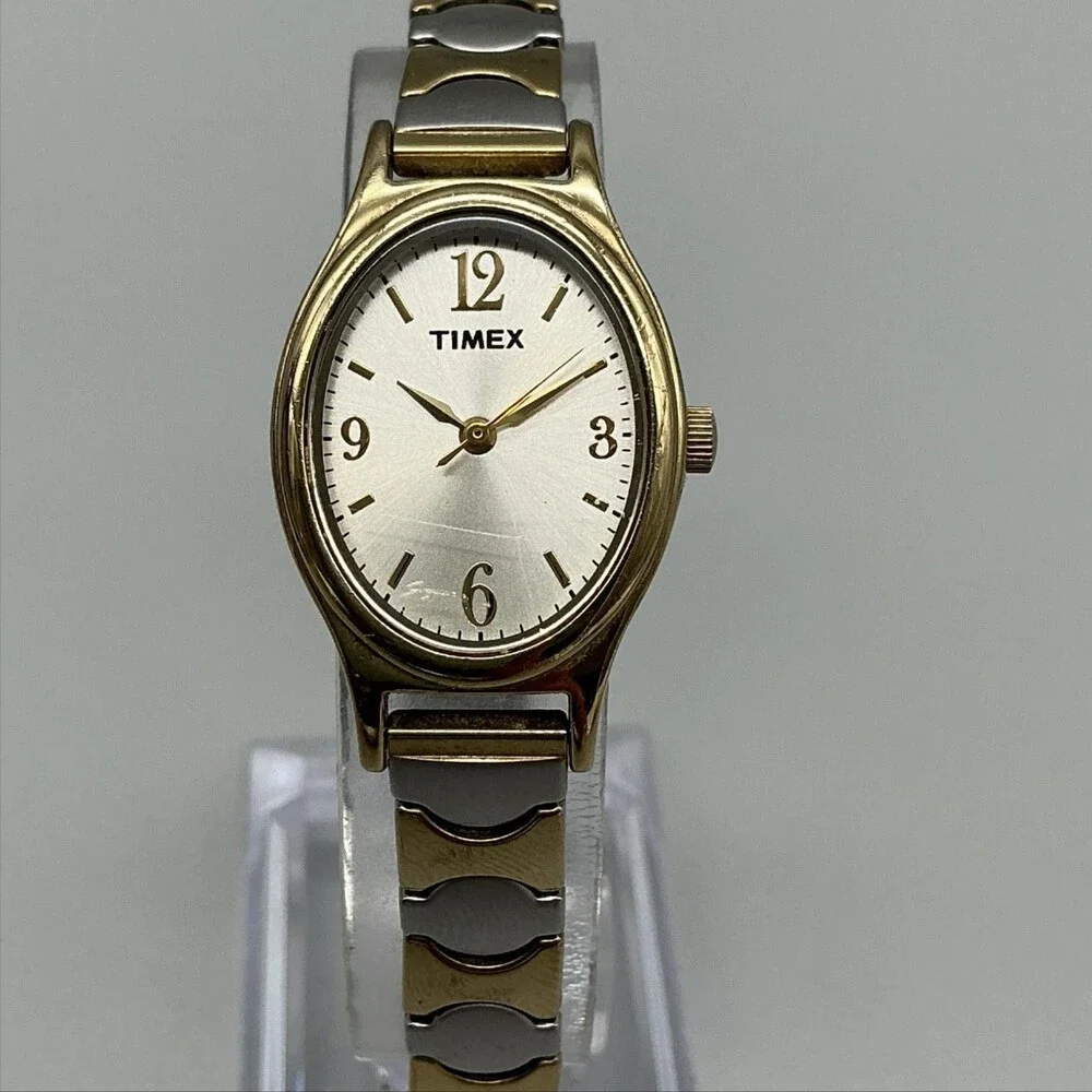 Timex Womens Watch 21mm Champagne Dial Two Tone Gold Expansion New Battery